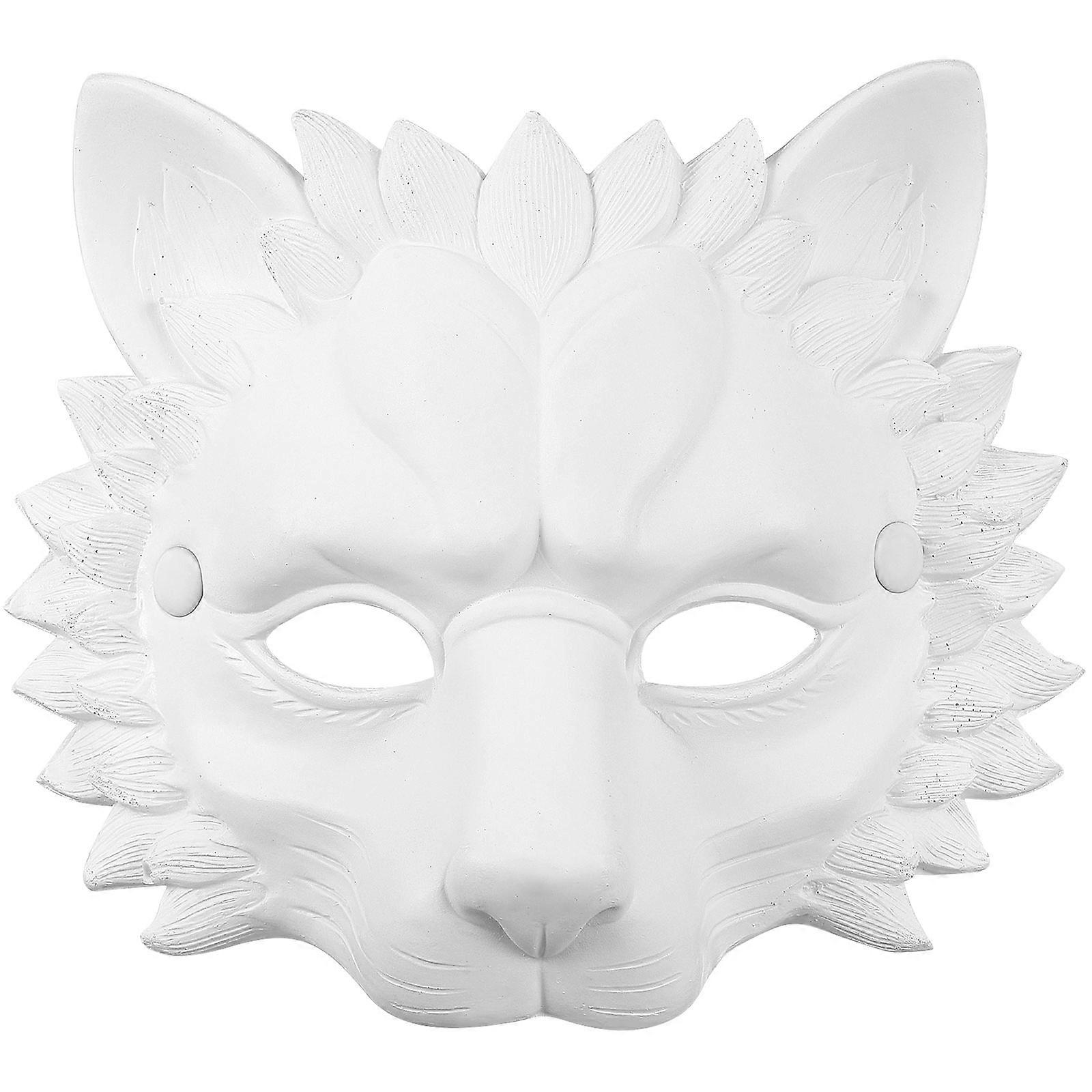 Masquerade Lion Mask 3D Design Realistic White Comfortable For Festivals Dance Parties 1Set