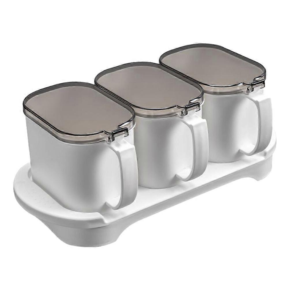 Seasoning Container Kitchen Condiment Jars for Storage 2Sets White Pots