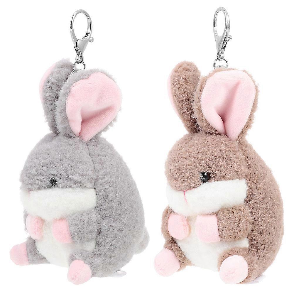 Bunny Key Ring for Decor Use with 8Pcs Plush Animal Keychain Set