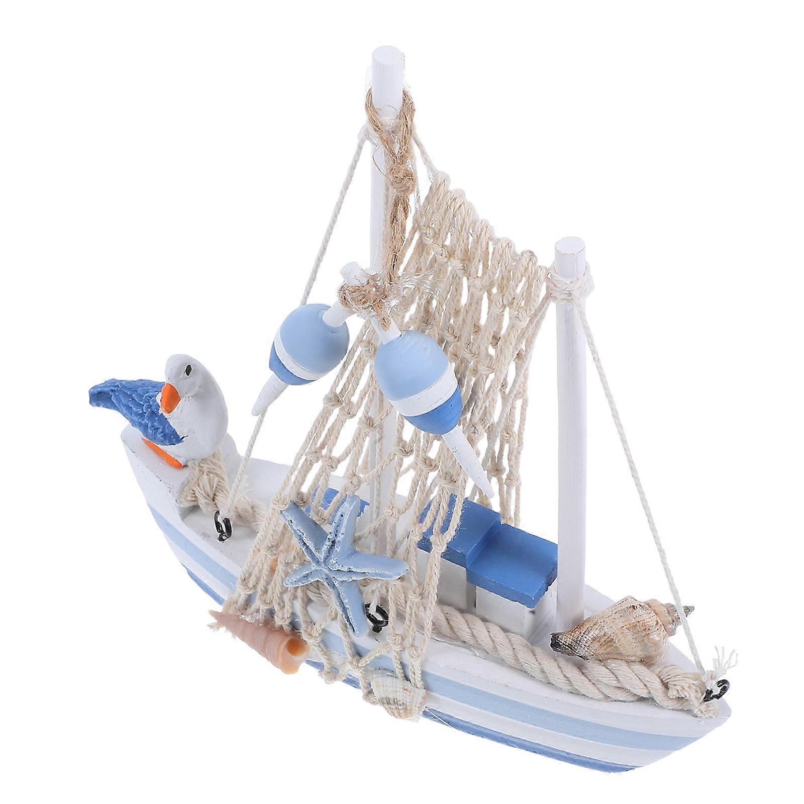 3Pcs Mediterranean Wooden Sailboat Model Unique Decoration For Office Home Use Multi Color Nautical Style 17.50X16.00X4.50CM