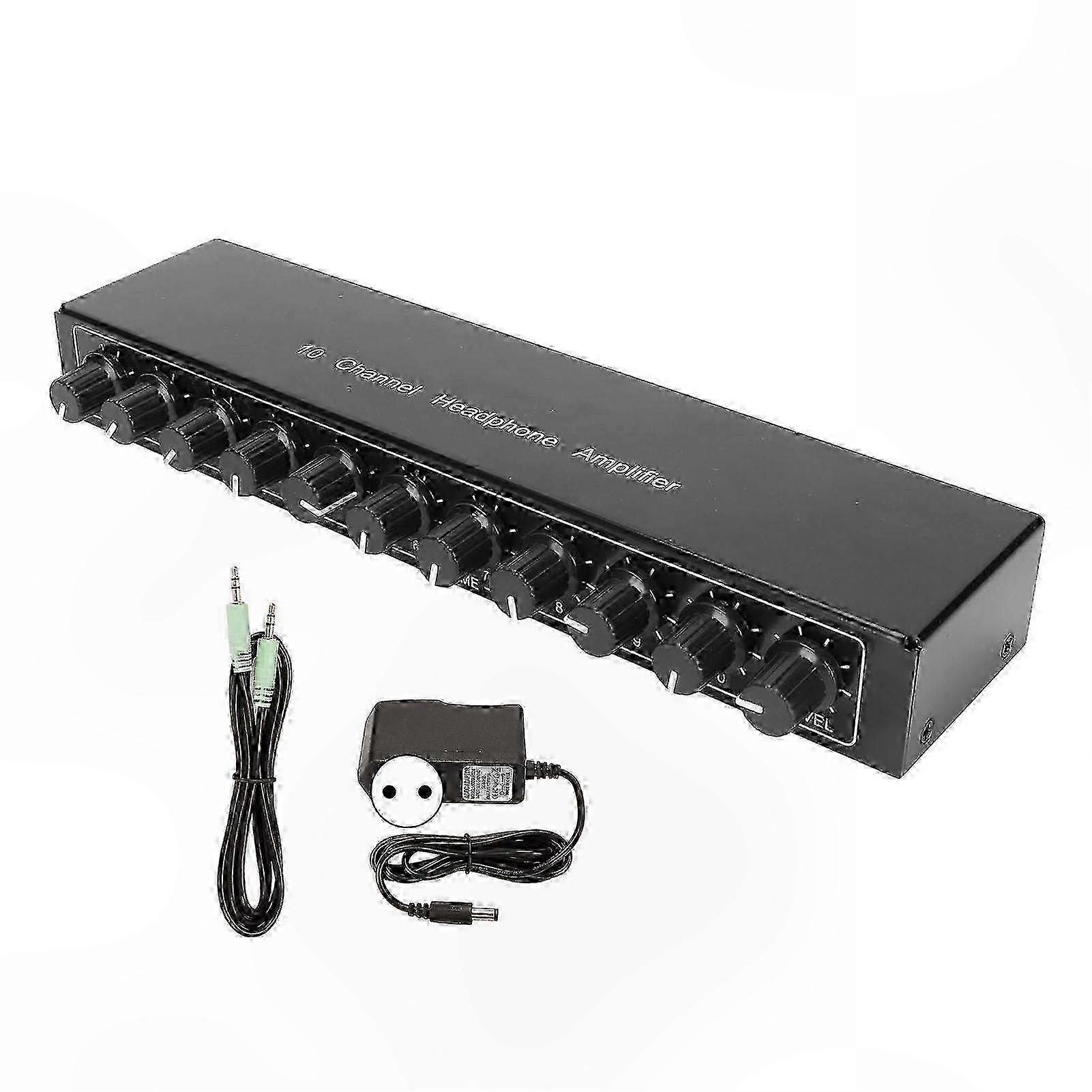 10-Channel Portable Headphone Amp with EU Plug, 100-240V Input