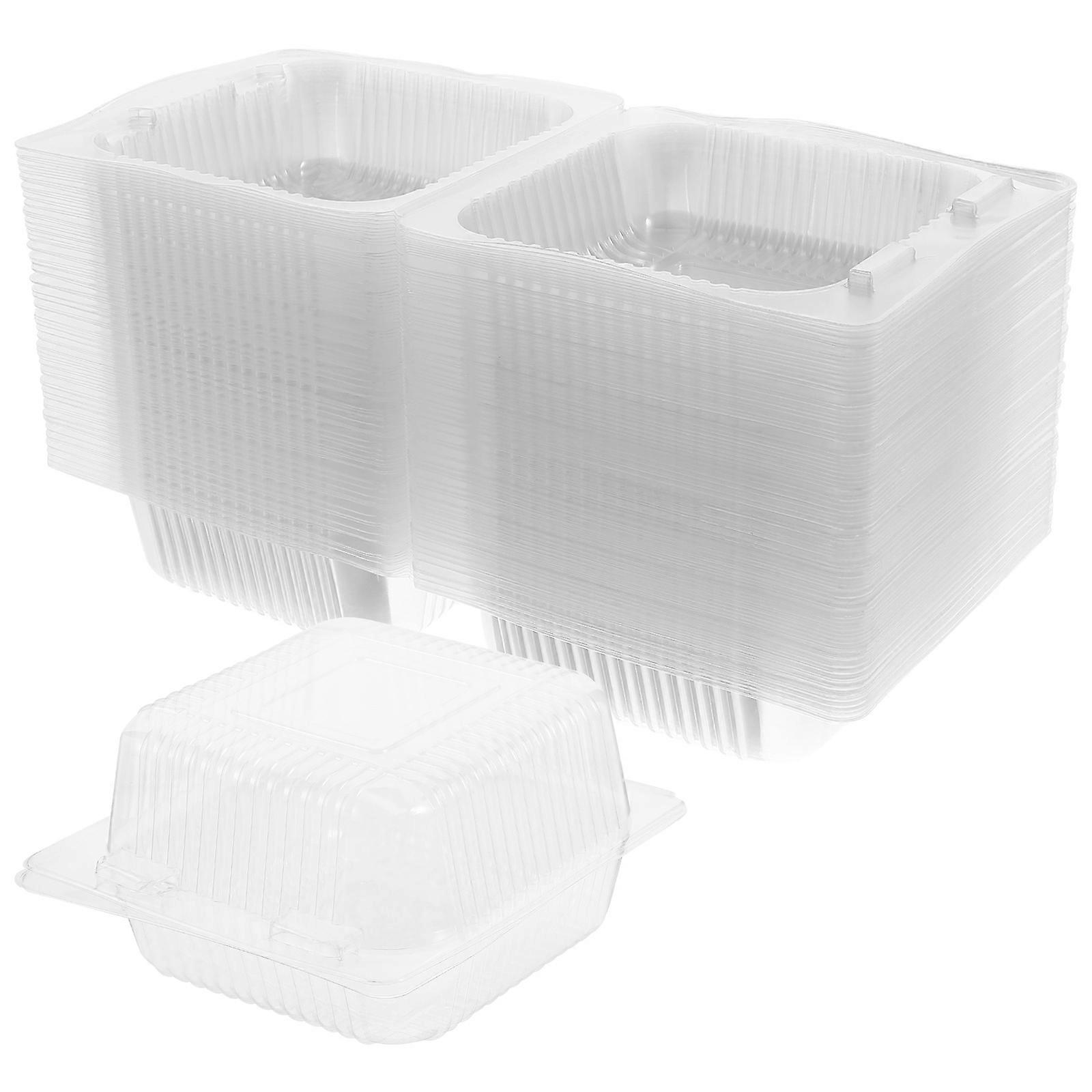 Transparent Plastic Dessert Wrapping Box for Storage 100Pcs Leak Proof Cake Boxes