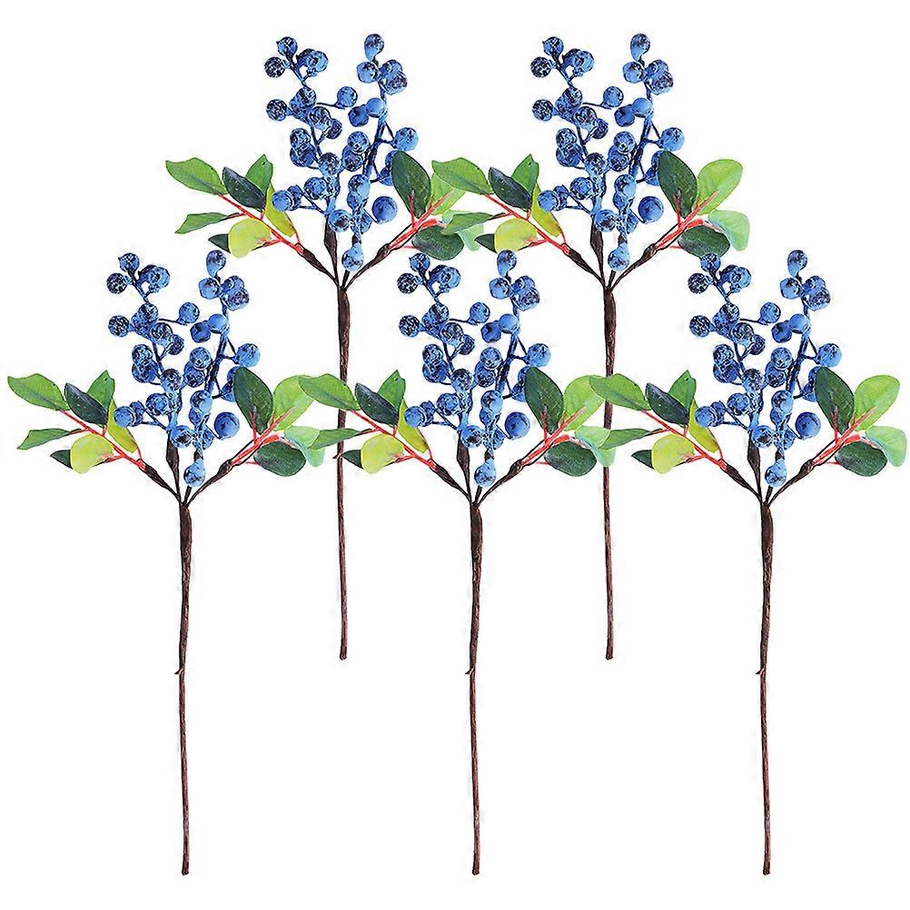 Blue Christmas Berry Picks for Party Use Artificial Berry Stems 5Pcs