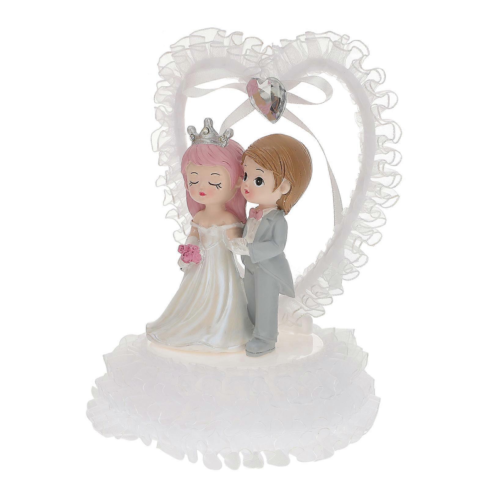 Resin Couple Decor Wedding Bride Groom Ornament for Tabletop 2Pcs
