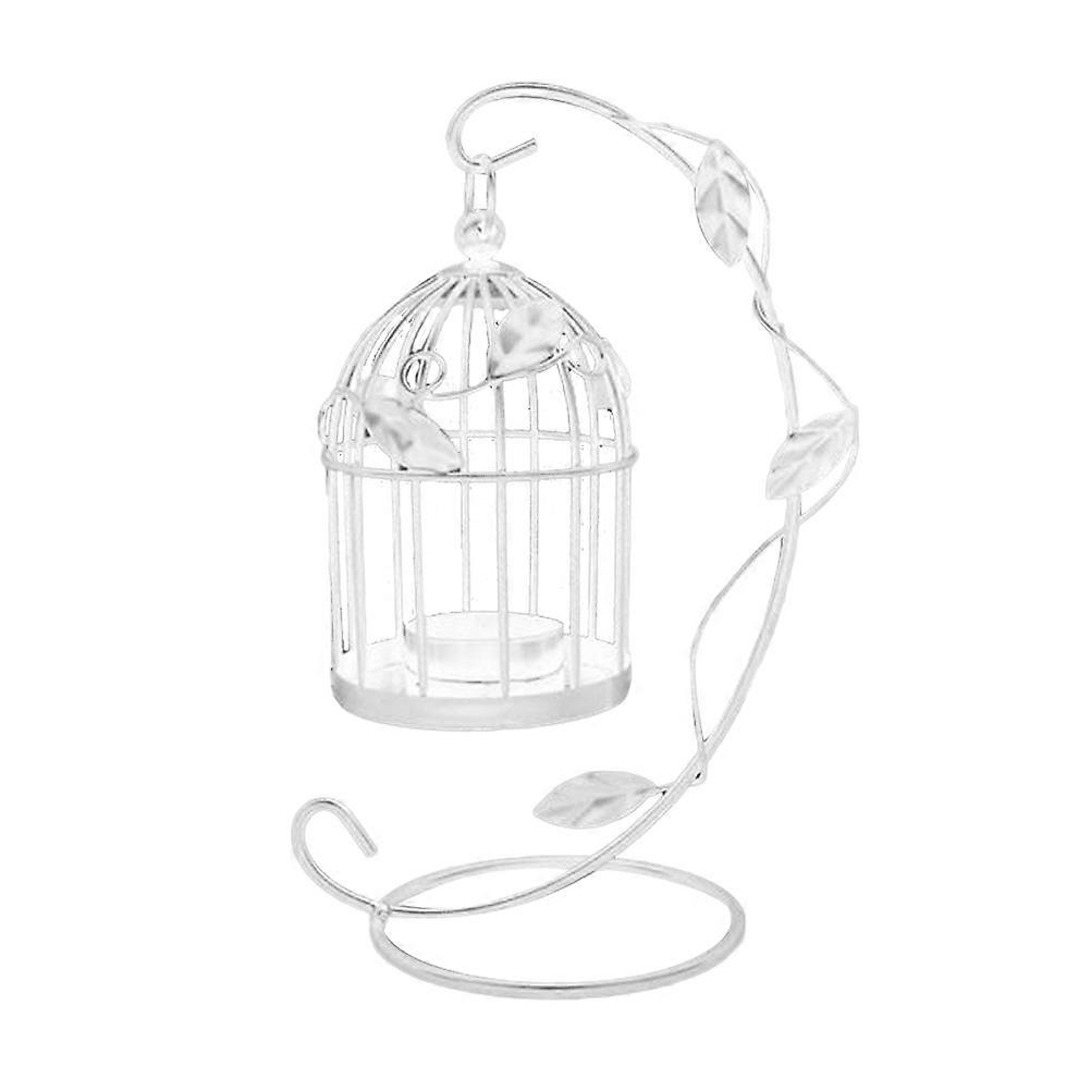 White Vintage Birdcage Candlestick Table Holder 3Pcs for Home Use