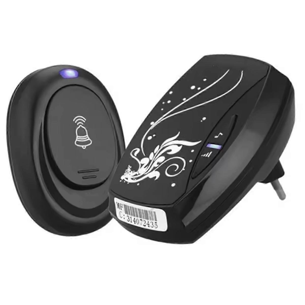 Waterproof Black Doorbell Digital LED Music EU Plug