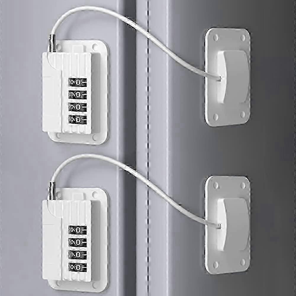 2 حزمة لاصقة Rv أقفال الثلاجة للبالغين الأبيض مجموعة الثلاجة قفل أقفال الثلاجة السلامة للأطفال قفل باب الفريزر الصغير الكهربائي