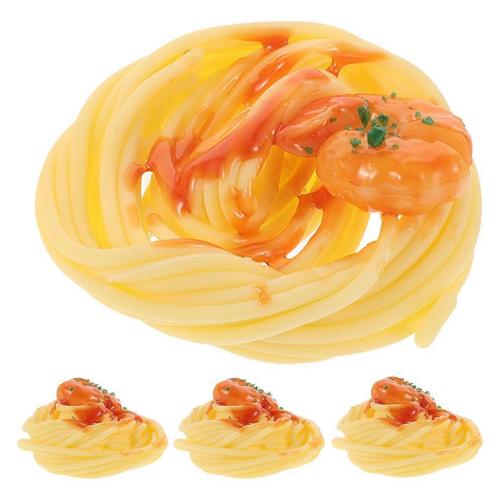 Beige Artificial Pasta Spaghetti Model for Photography Prop 12Pcs Set