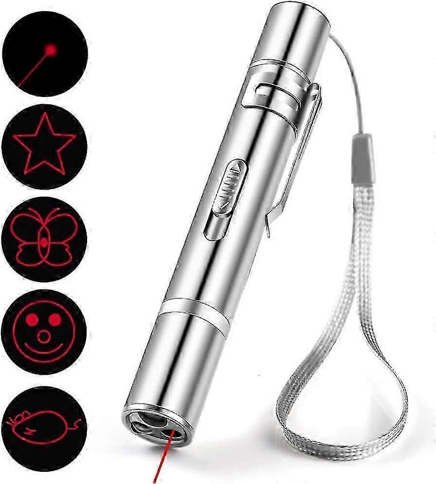 Cat Toys Laser Pointer Rechargeable Cat Laser Toy Interactive Cat Toys For Indoor Cats Kittenes Dogs Led Flashlight 7 Adjustable Patterns Red Light Re