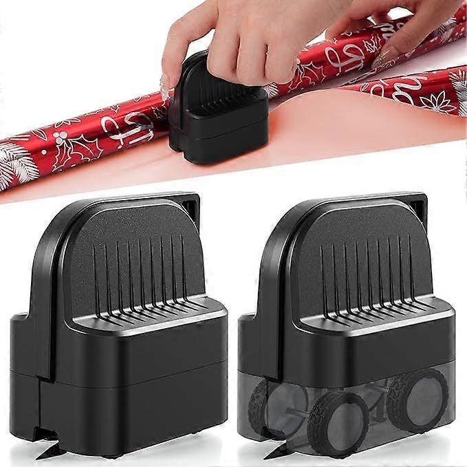 2-Pack Wrapping Paper Cutter with Wheels | Precise and Easy Gift Wrap Cutter for Birthday and Christmas, Fits Various Rolls and Papers, Includes 2 Rep
