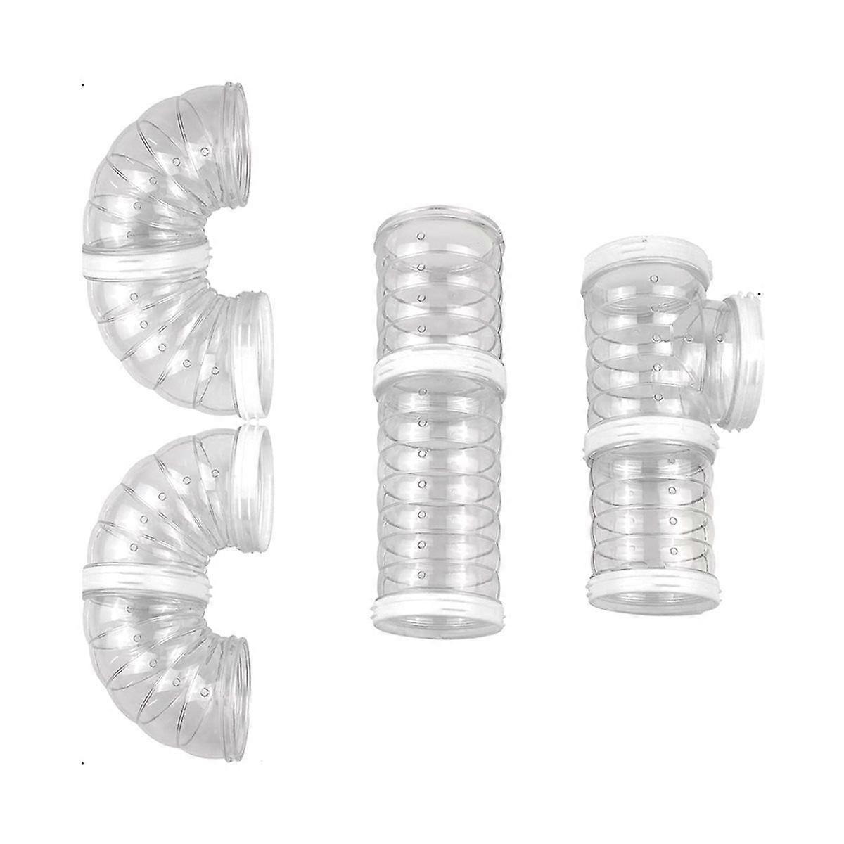 8 PCS Hamster Tunnel Kit,Transparent Curved Pet Cage Tube Set Dwarf Hamster DIY Toy Connection External Pipe