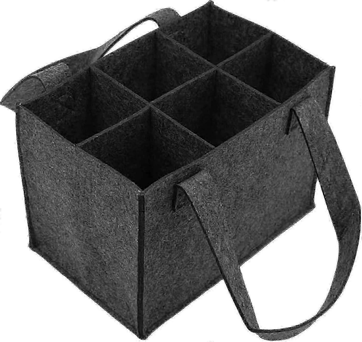 Flaskepose, filt vinflaske bæreveske for 6 flasker, flaskepose med avtakbar partisjon, for vinflasker, drikkeflasker (24 x 16 x 16 cm)