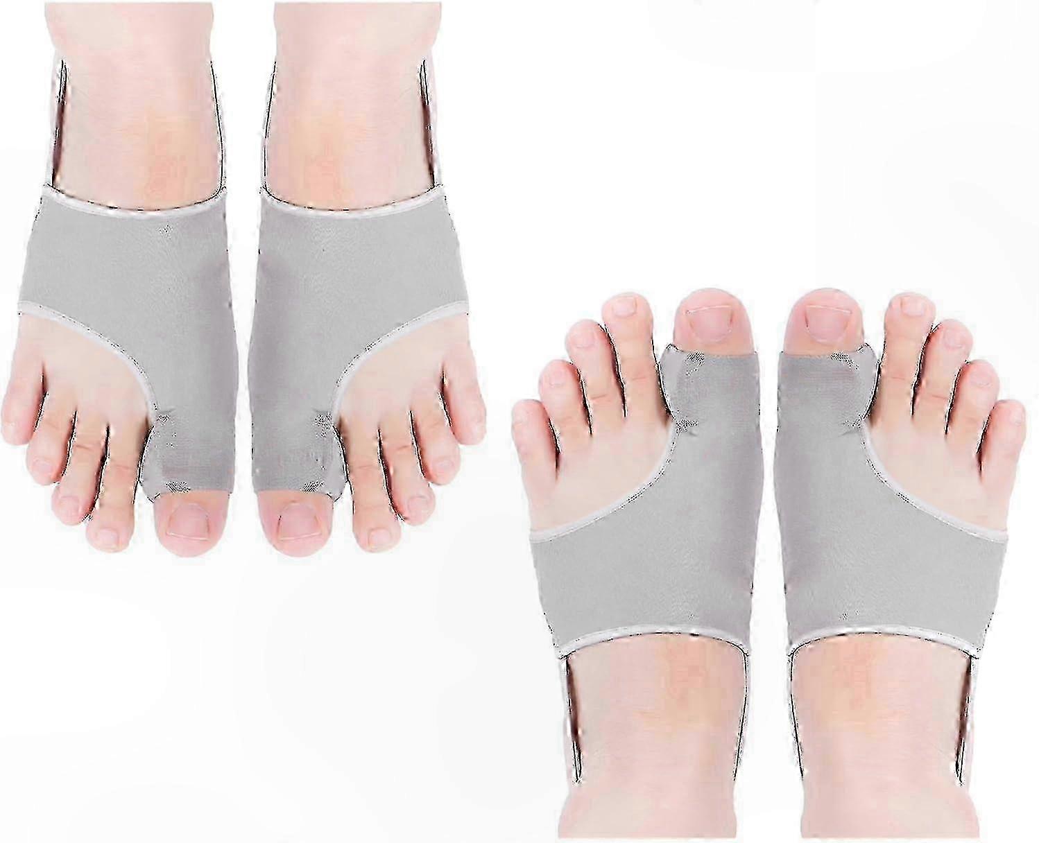 Adjustable Bunion Corrector with Soft Silicone Pads - Hallux Valgus Toe Separator (Grey, 2 Pairs)