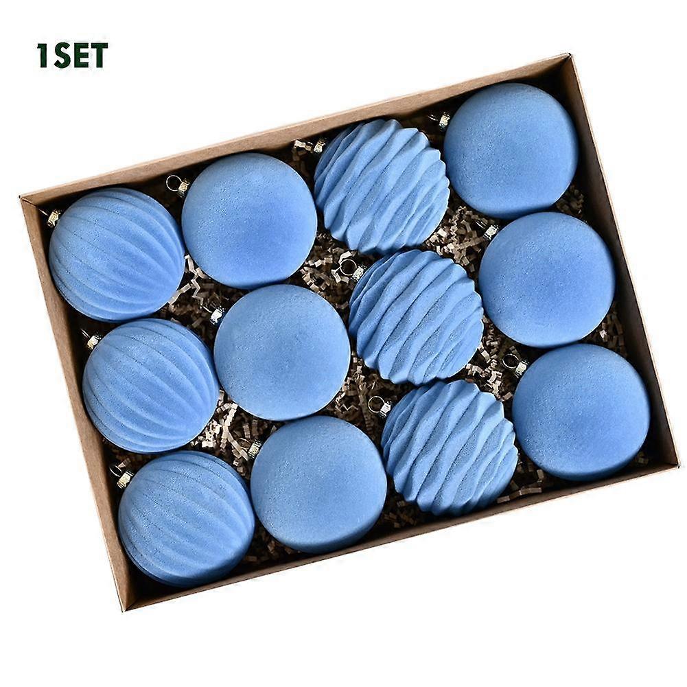 12-Piece Flocked Snowflake Pompom Decor Set with Ribbon for Christmas Tree and Holiday Home Decor