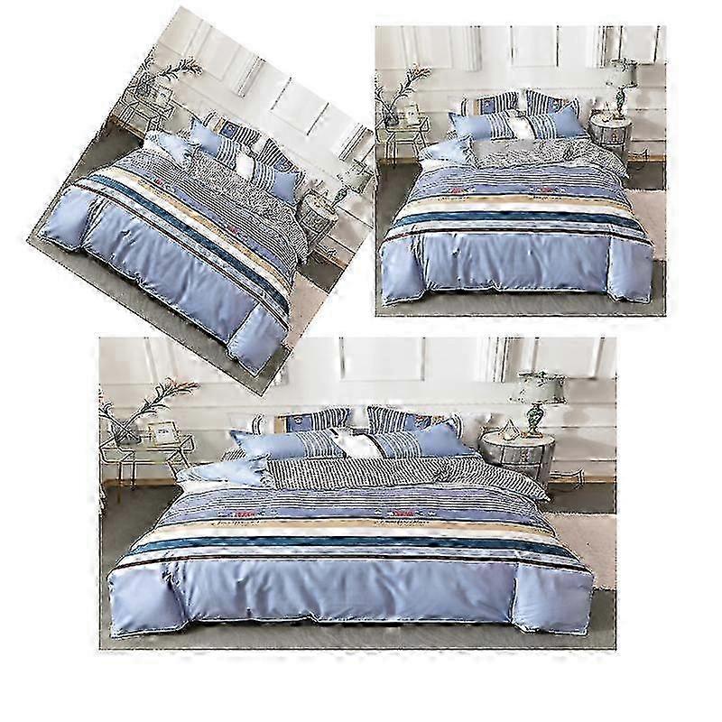 Luxury 4 Piece Set Bedding printed Quilt Cove Fitted Sheet Pillowcase Color W