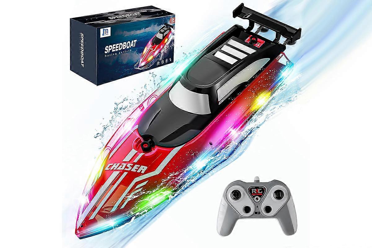 RC Boat for Kids with LED Lights 2.4Ghz Remote Control