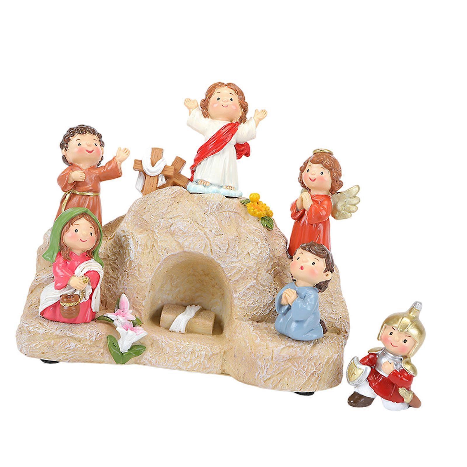 Resurrection Ornament Set with Detailed Figurines and LED Lighting for Christmas Home Decoration Multicolor