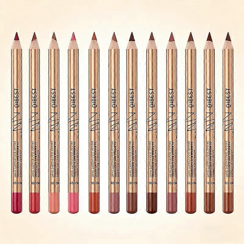 Langanhaltendes Lipliner-Set, 12 Stück, mattes Finish, feuchtigkeitsspendend, einfache Anwendung, perfekt für jedes Make-up, Kosmetik.