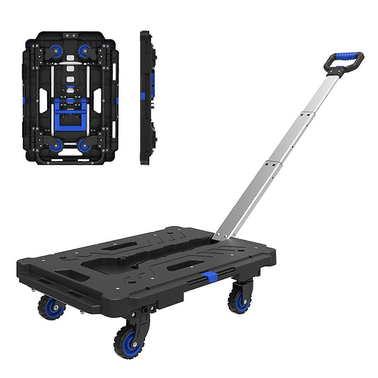 2in1 Foldable Push Cart Dolly & Platform Truck 4 Wheels 140kg/308lbs Capacity SpaceSaving Design Shopping Moving