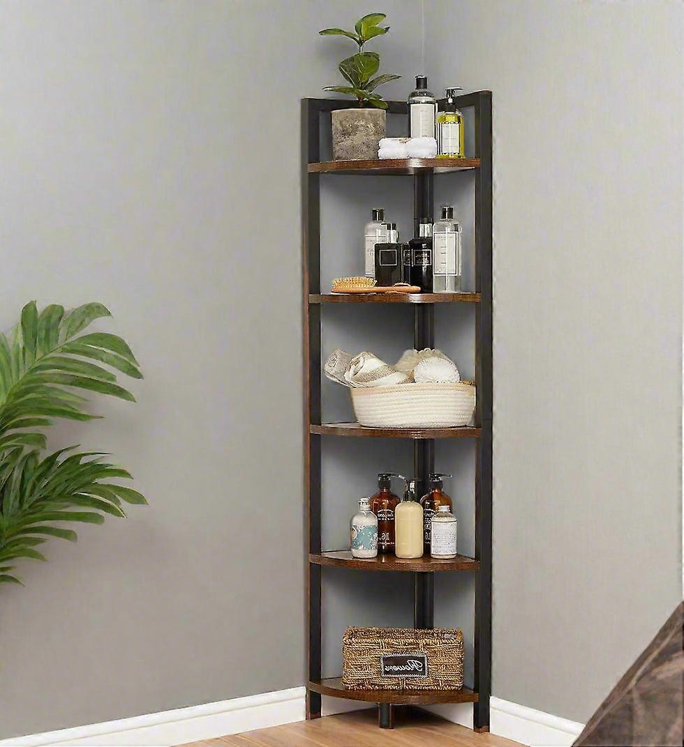 Industrial Style 5-tier Freestanding Corner Shelf