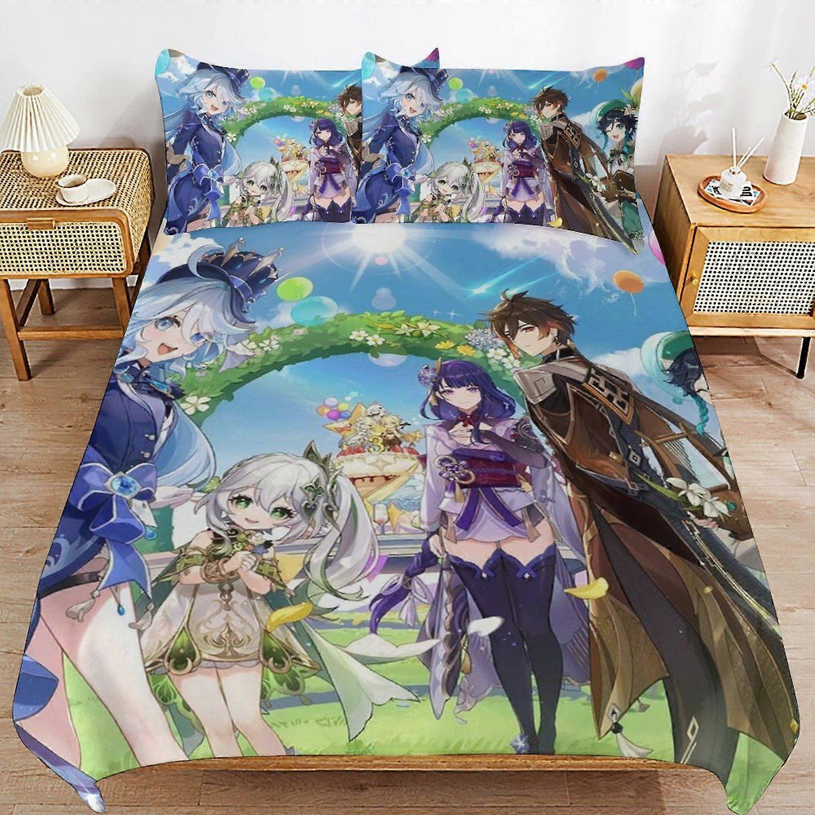 A345 GENSHIN IMPACT Ultra Durable Bedding Touch Machine Safe Comfort Thread Finish Duvet Cover Sets Rest Kit N345