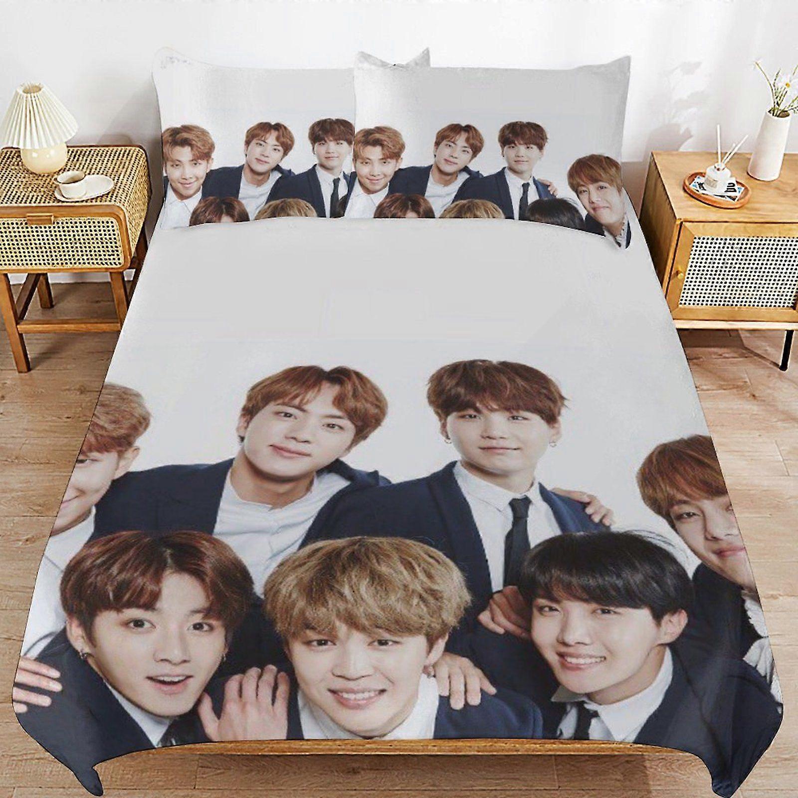 j322 BTS Durable Stitch Pattern Rest Comfort Feel Breathable Zip Fabric Duvet Cover Sets Nightly k322