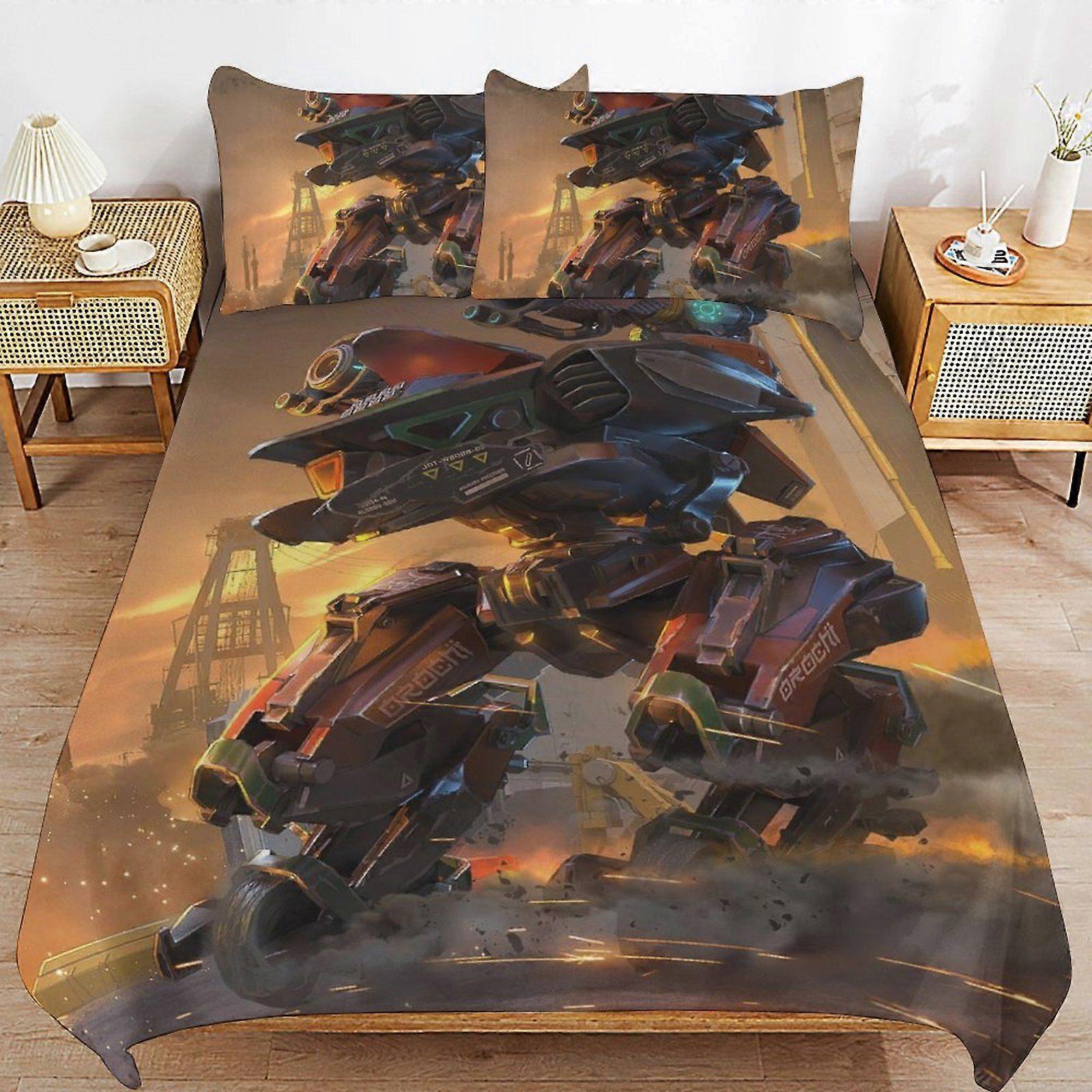 d254 War of the Robots Quality Weave Breathable Surface Soft Finish Durable Zipper Duvet Cover Sets for Comfort Sleep b254