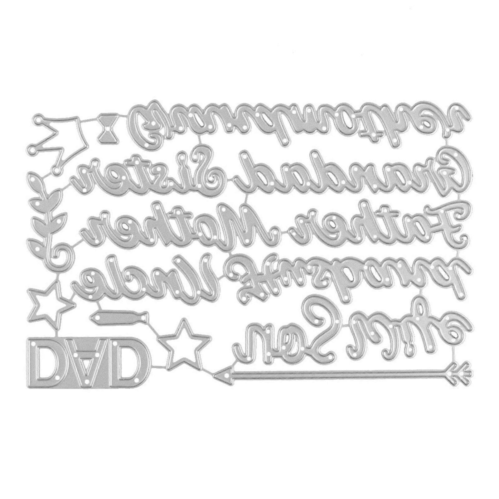 Μεταλλικά ανάγλυφα στένσιλ κομμένα με κεφαλαίο γράμμα, μήτρες κοπής από ανθρακούχο χάλυβα για κατασκευή καρτών, λεύκωμα, χειροτεχνία από χαρτί, πολύχρωμα