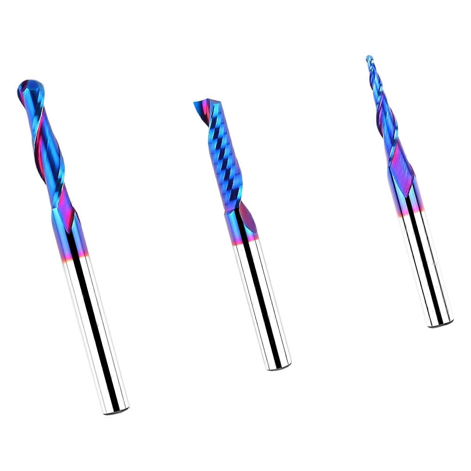 3 Piece Sharpened Alloy Steel Woodworking Router Bit Cutters Set Suitable For Engraving Grooving And Mortising Carving Multicolor