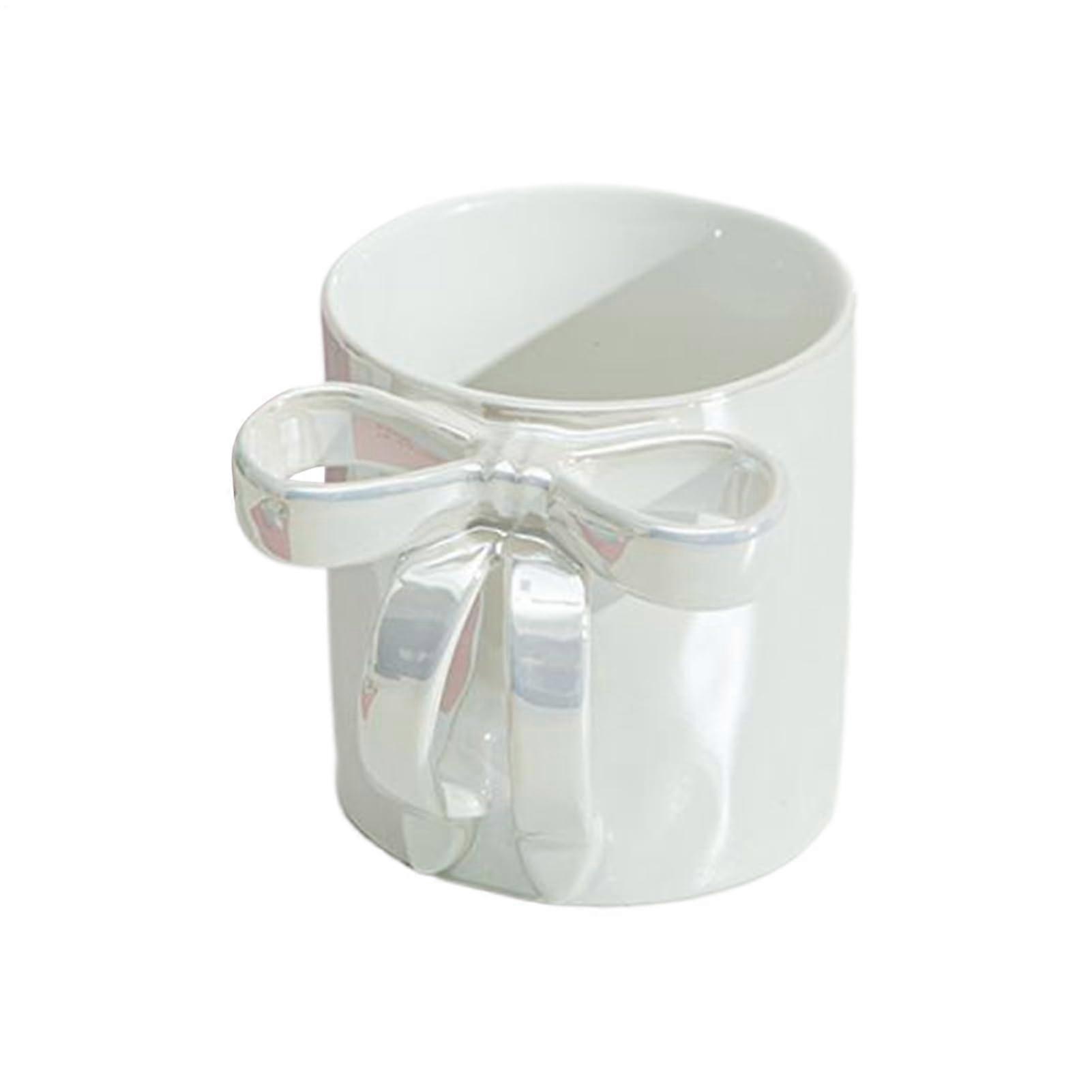 Bow Coffee Mug with Aesthetic Bow Handle, Large Capacity Ceramic Cup for Latte, Tea, Juice, White