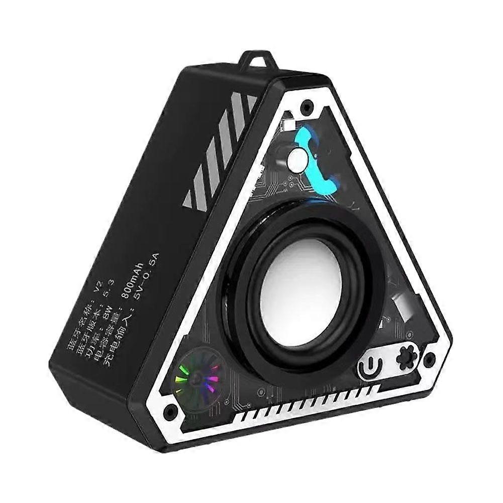V2 Cool Mecha Portable Bluetooth Speaker with 360 Surround Sound and Dynamic Light Effects Long Battery Life Compact Carry Lanyard