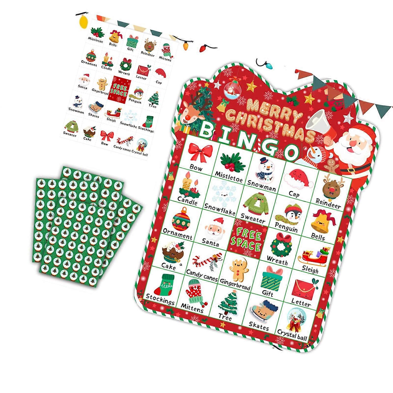 24 Player Festive Bingo Game Set 33 Pieces Family Holiday Activity With Number Tokens Multicolor