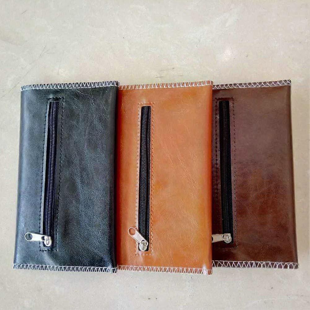 Leather Cigarette Pouch Bag with Rolling Paper Holder and Filter Case for Smokers Coffee