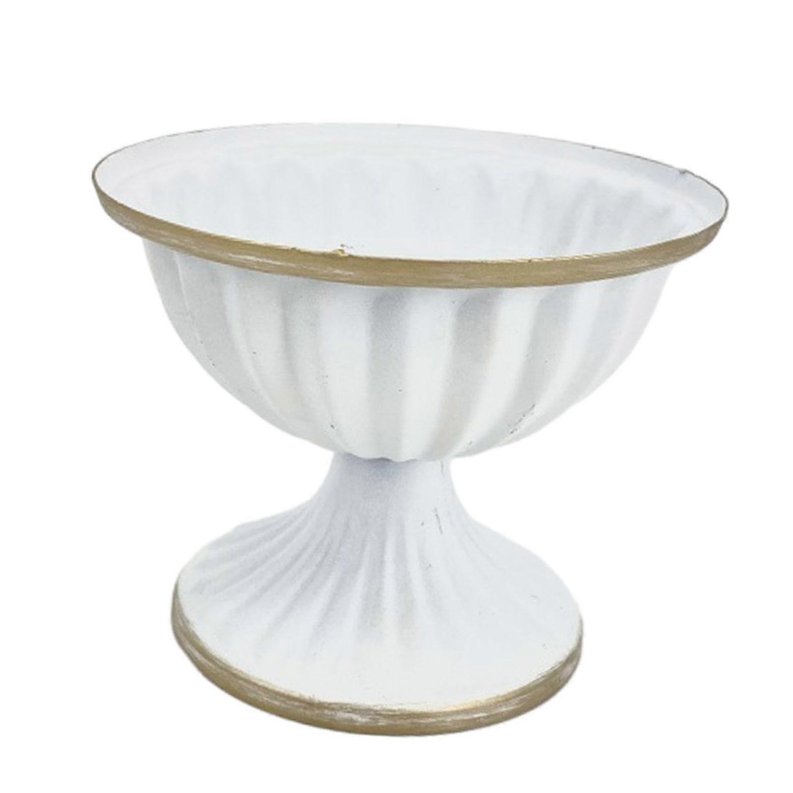 Iron Flower Holder Vase with Elegant White Finish for Table Centerpieces and Party Decor L