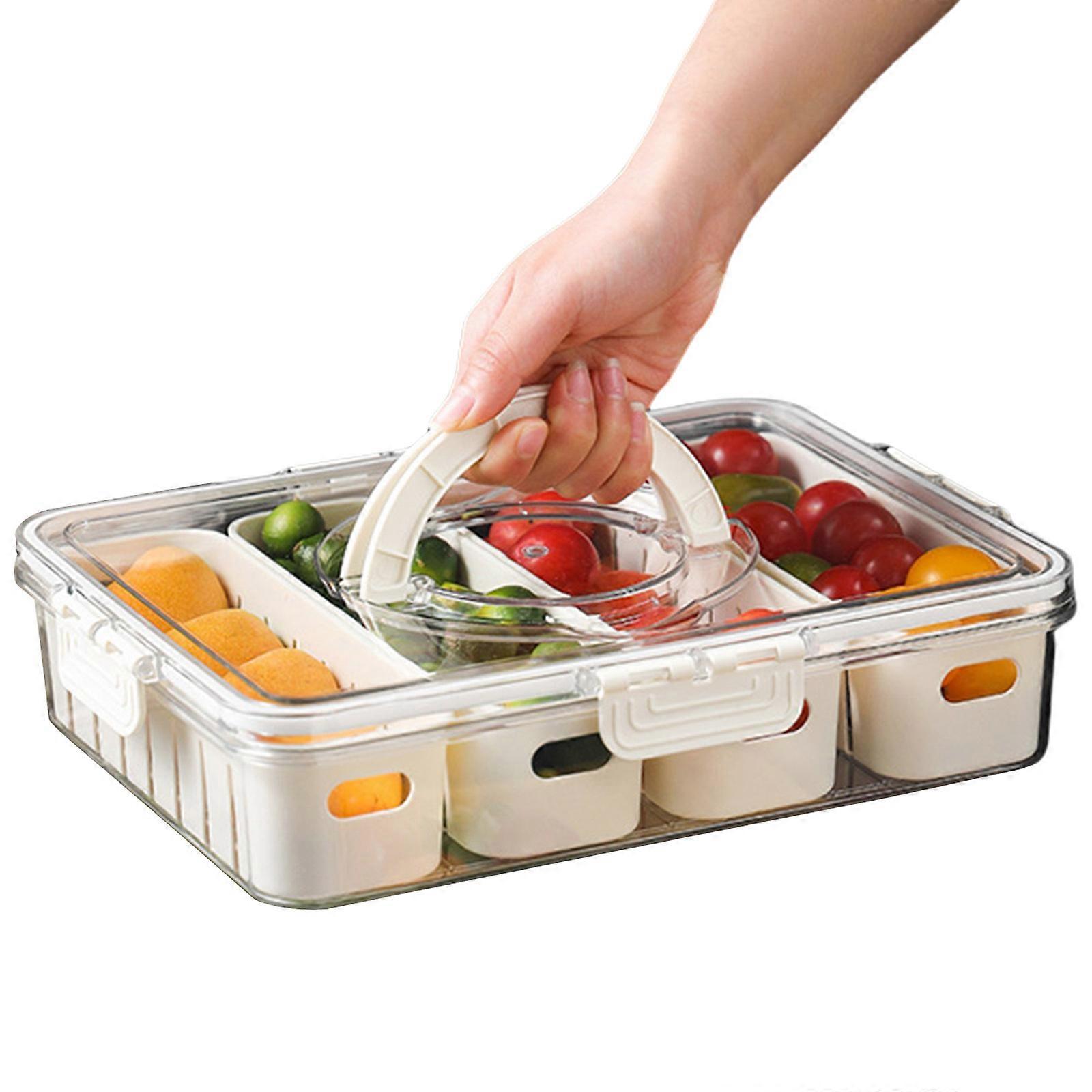Fridge Storage Organizer Box Food Separation Bin Stackable Crisper with Compartment Refrigerator PET Fruit Container Multicolor