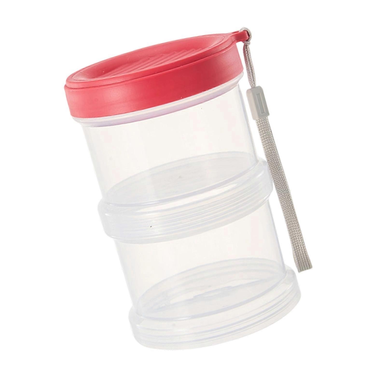 Pet Food Organizers with Stackable Compartments Salad Dressing Container for Camping Trip and Adventures  Red