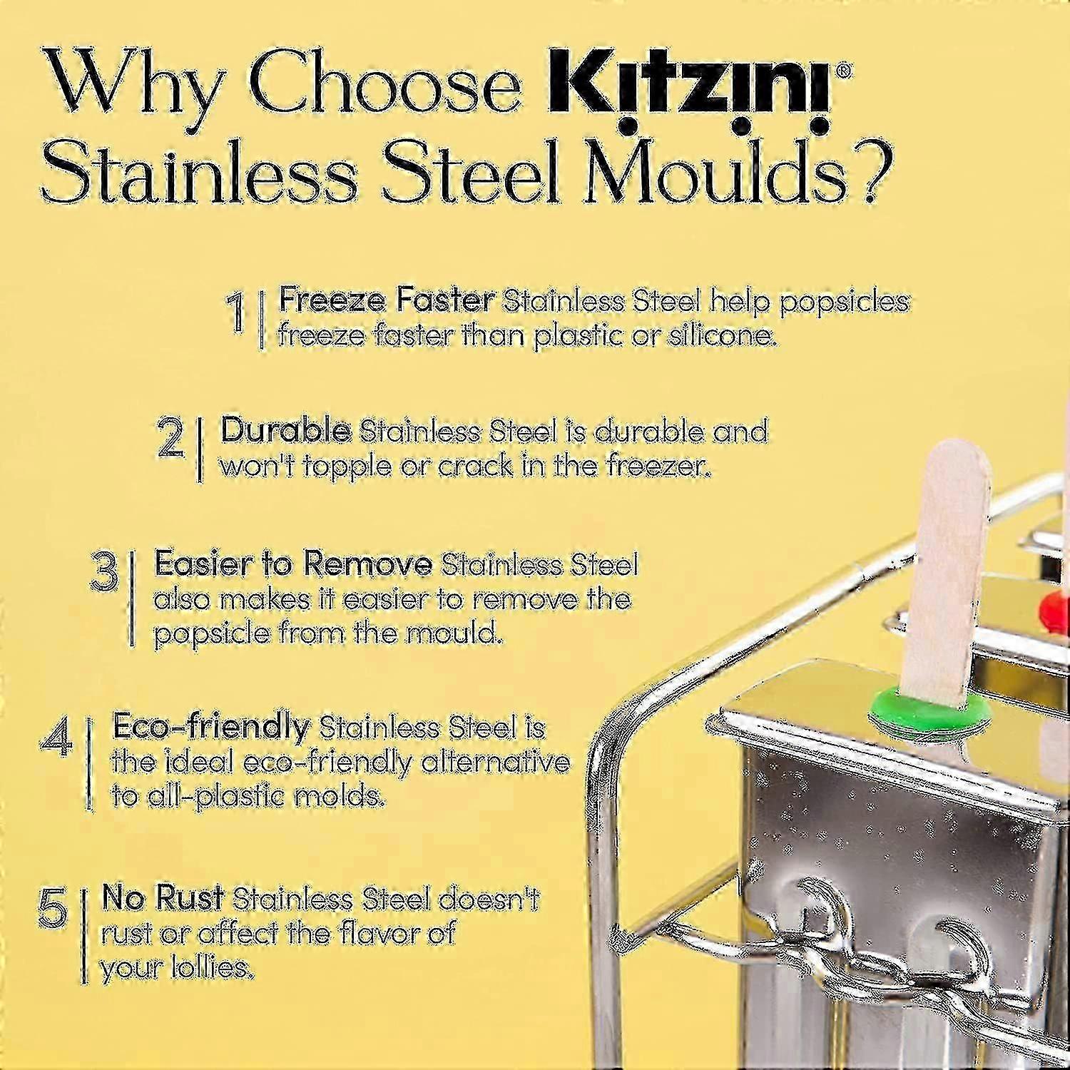 Rustfrit stål ispindemaskine. Børne Easy Popsicles Forme Sæt. 6 Bpa gratis firkantede kantispindeforme + ispopformbakke og lækage-pr SZRH A-D 3515