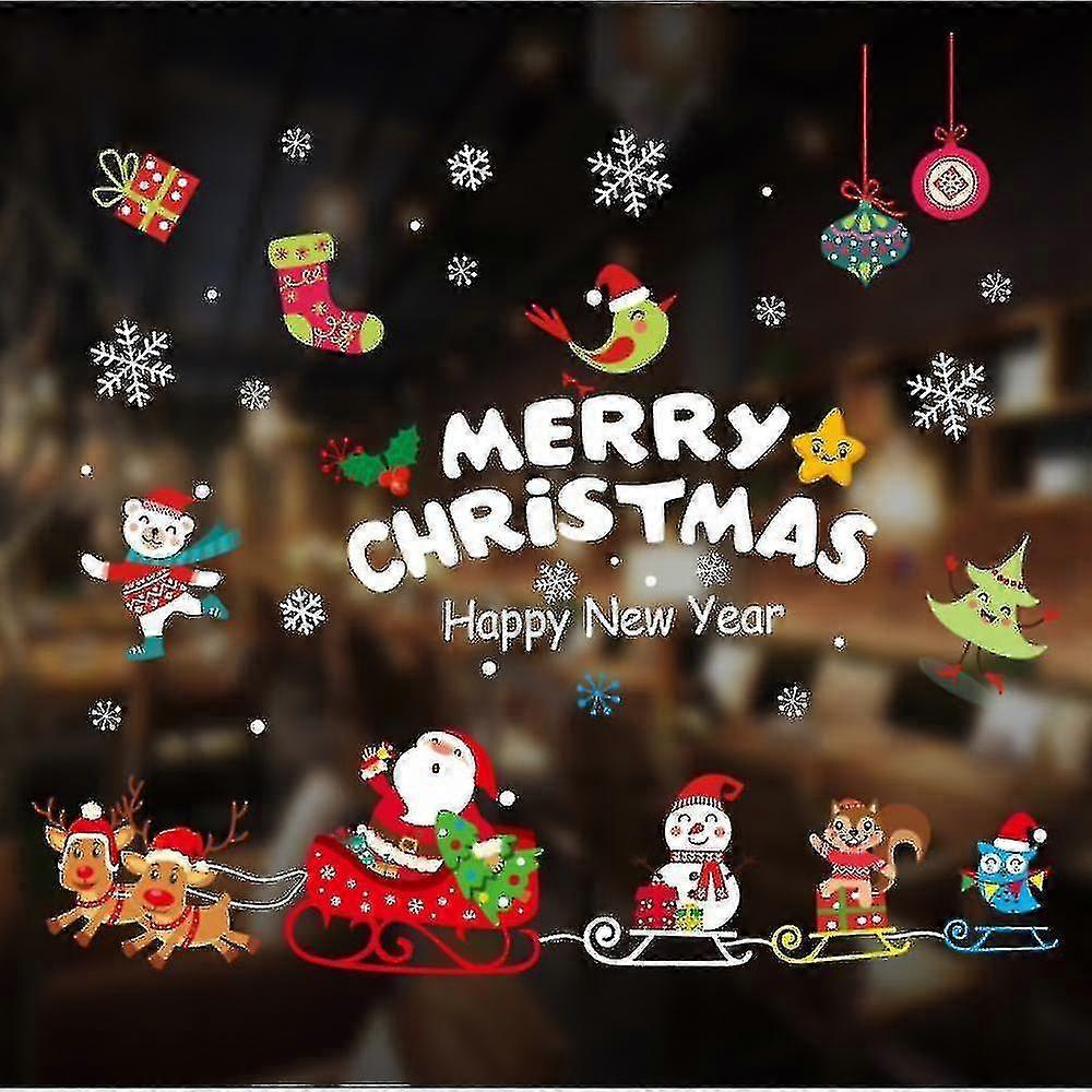 Christmas Decorative Stickers 50*70cm Double-Sided Visible PVC Static Stickers for Window Display