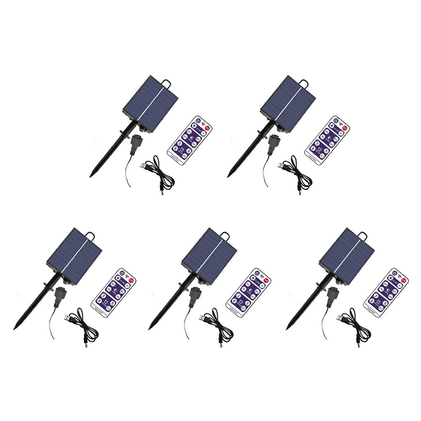 5X 1200mAh Solar Panel Control Box Kits Lithium Battery Panel for 3.7V 24V LED String Strip Lamp DC Charging