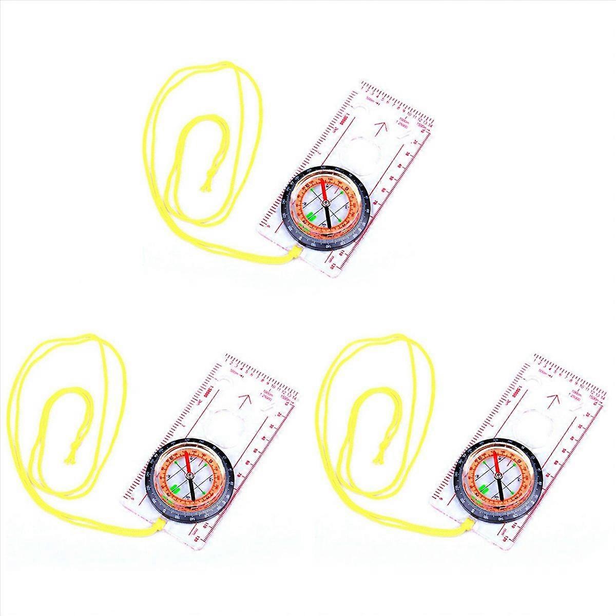 3X Baseplate Ruler Compass Map Scale Magnifier with Strap Camping Hiking OCOMP7198
