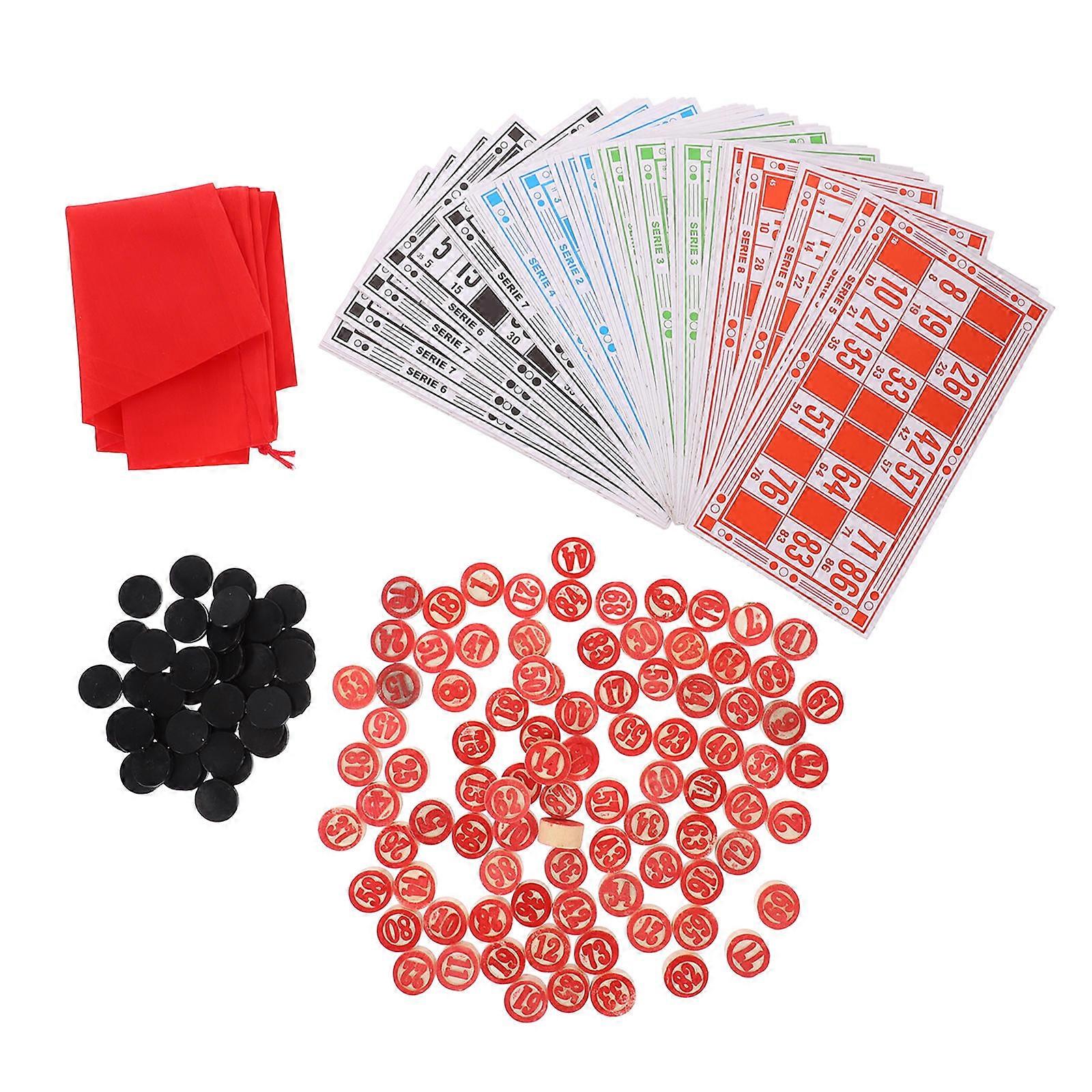 Red Game Set Wooden Pieces and Number Cards for Logical Training 1Set