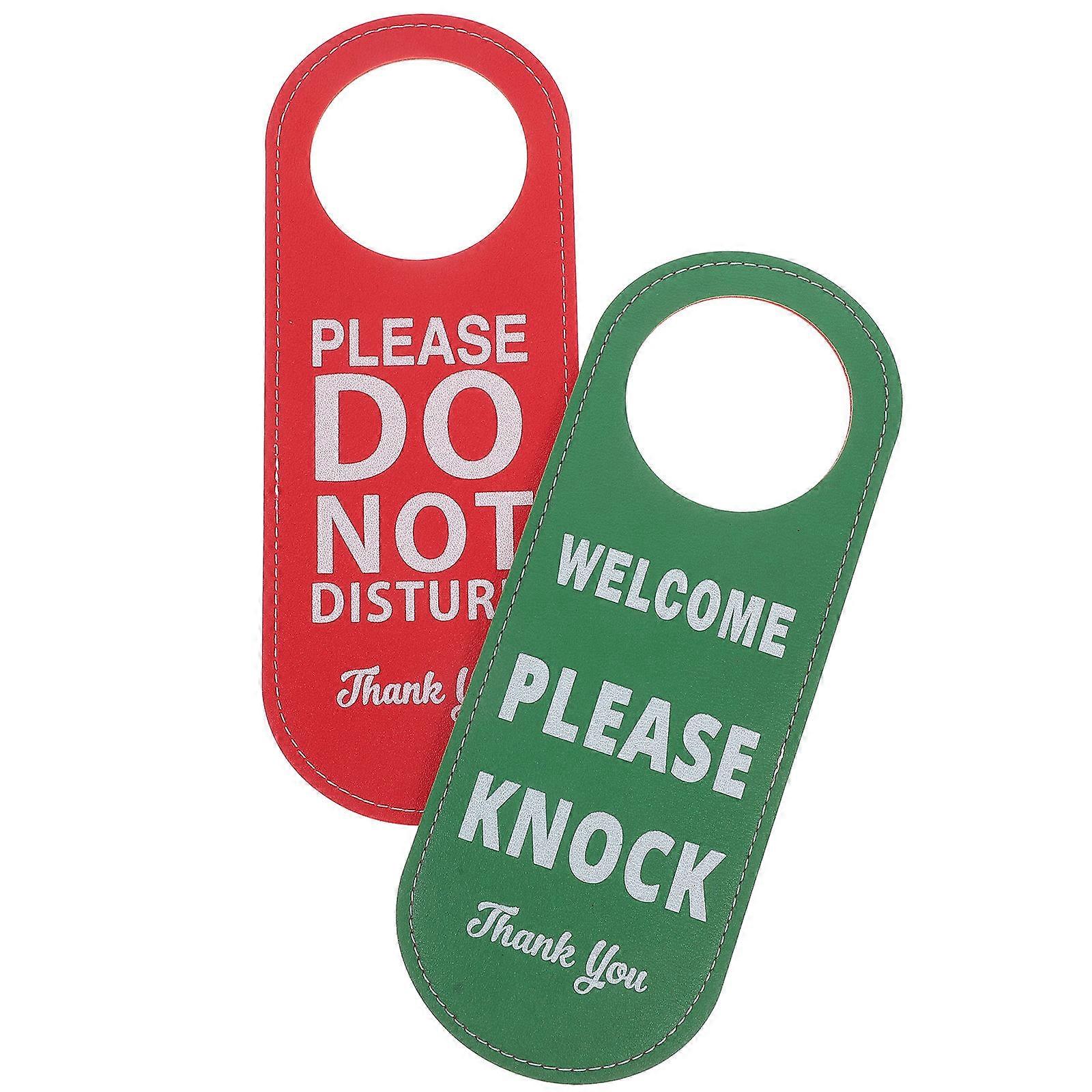 Do Not Disturb Door Hanger Sign for Bathroom 2Pcs Assorted Color PU
