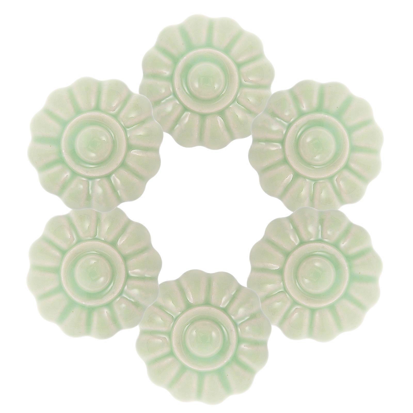 Green Pumpkin Knobs Ceramic Knobs for Cabinet Drawers 6Pcs Set