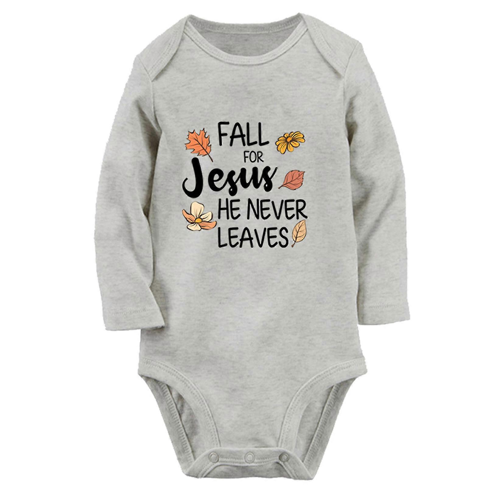 iDzn Fall For Jesus He Never Leaves Novelty Newborn Baby Rompers