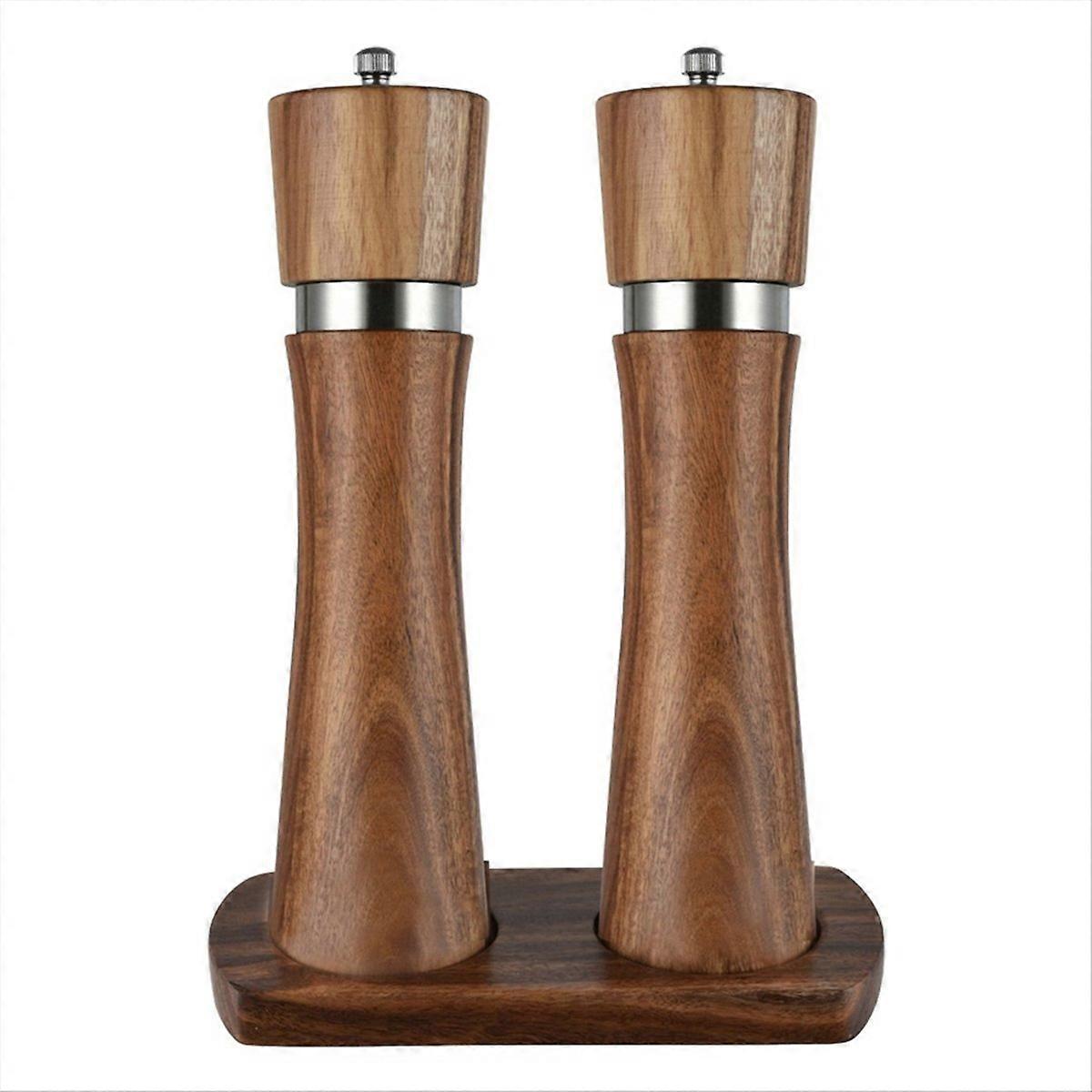 Salt and Pepper Mill Set with Mill Coaster,Adjustable Ceramic Grinder