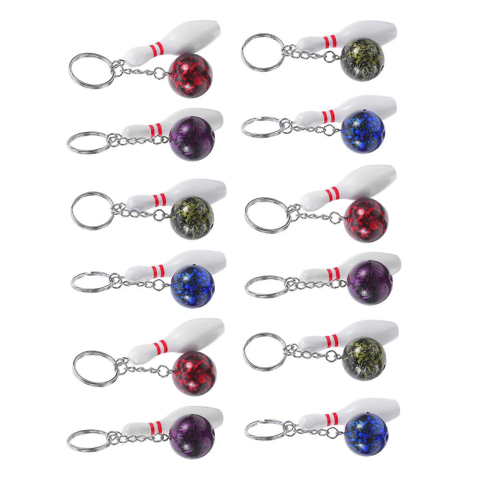 12Pcs Bowling Keychains Decorative Bag and Backpack Hangings Small Bowling Charms