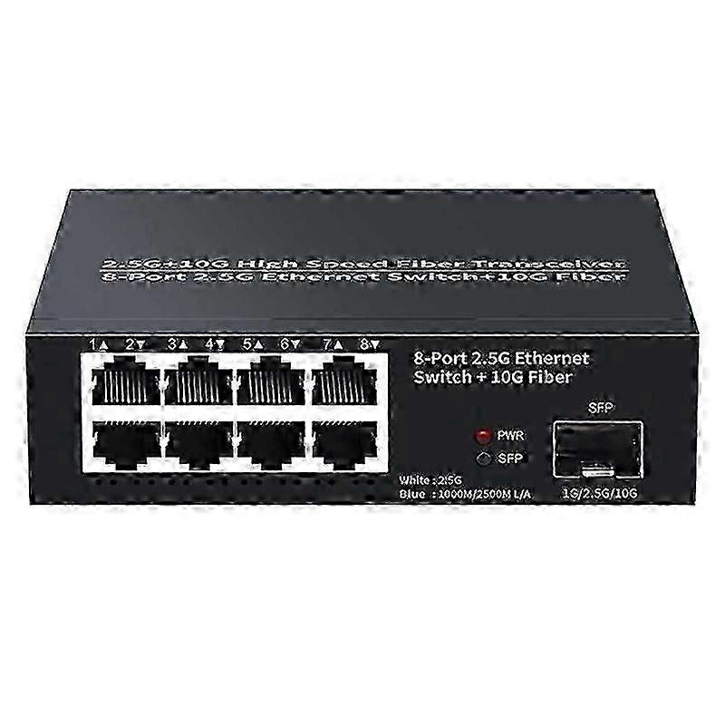 8 Port Ethernet Switch 2.5Gbps Network Switcher + 1 Port 10G Fiber Slot Home Lab Network Switch PluBlack 02 Edition 1205