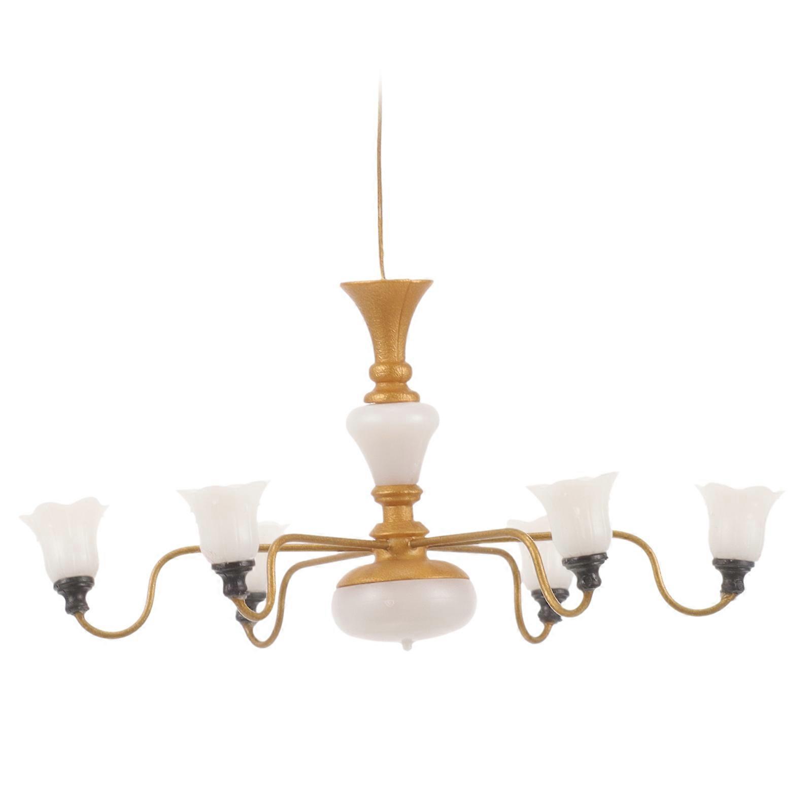 Mini Ceiling Lamp Model for Decoration 2Pcs Golden Hanging Lamp Set