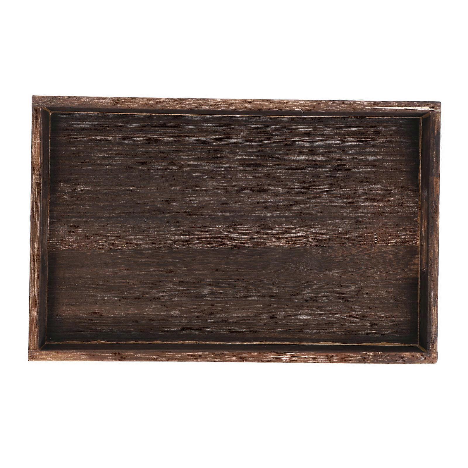 Light Brown Wooden Tea Tray Food Serving Tray for Storage Rectangular Design