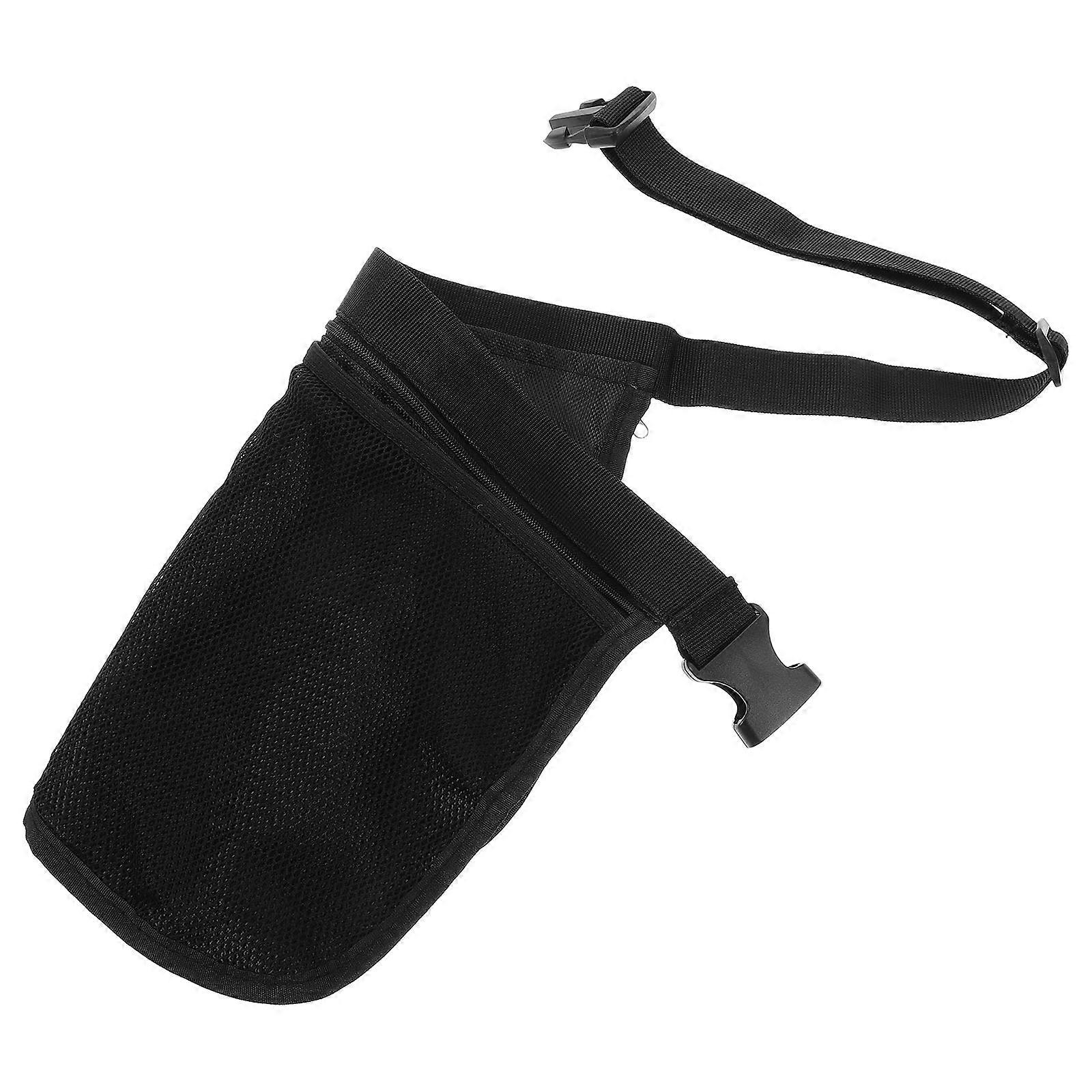 Sac à balles de tennis en filet noir pour l'entraînement, avec 4 pochettes de rangement.